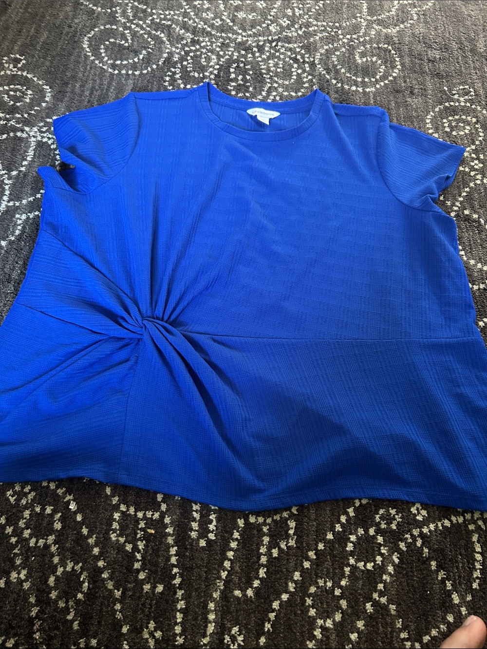 Liz Claiborne Royal Blue Short Sleeve Twist-Front Top